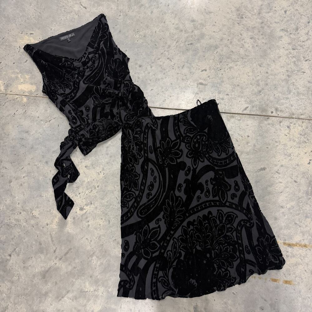 Lafayette 148 Petite Women’s 12 Black Burnout Velvet Silk Blend Whimsygoth
